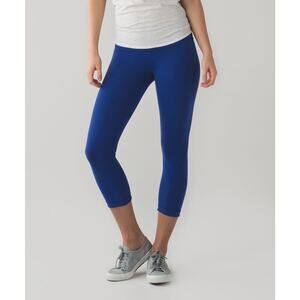 Lululemon Wunder Under High Rise Crop Sapphire Blue 21” Size 4